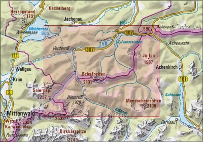 OeAV - Alpenvereinskarte BY12 Karwendelgebrige Nord - Schafreiter (weg + ski)