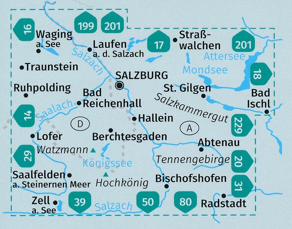 Kompass - WK 291 Rund um Salzburg - set 2 kaarten